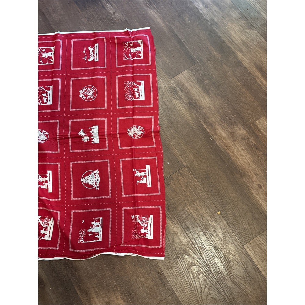Cranston VIP Christmas Fabric Panel Red White Shepherd Quilt Blocks Lot of 10